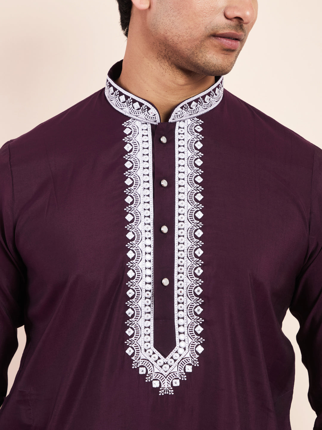 Violet Yoke Chikankari Men's Kurta
