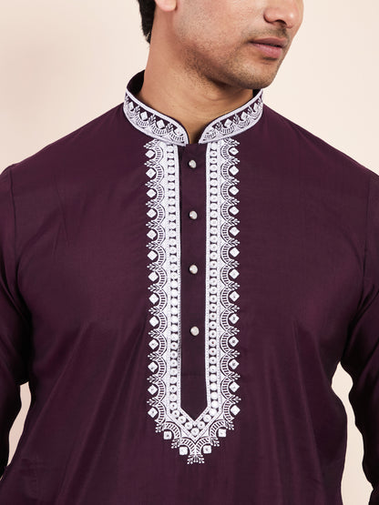 Violet Yoke Chikankari Men's Kurta